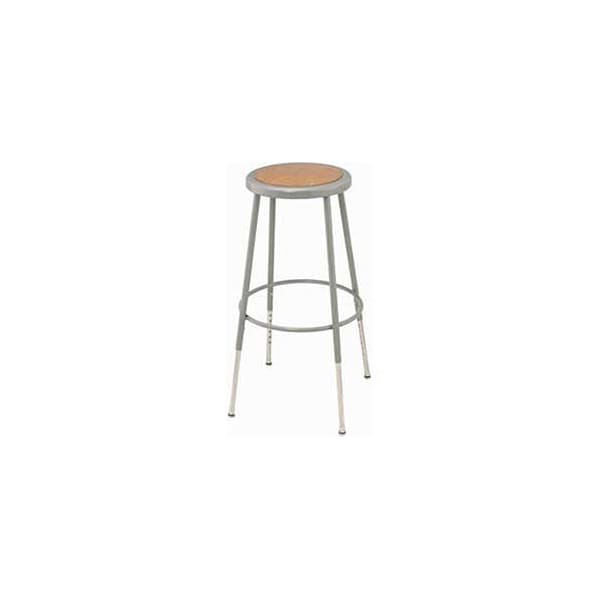 Global Industrial Steel Shop Stool w/Round hardwood Seat/24-33 ht. adj. Gray 688306 - main